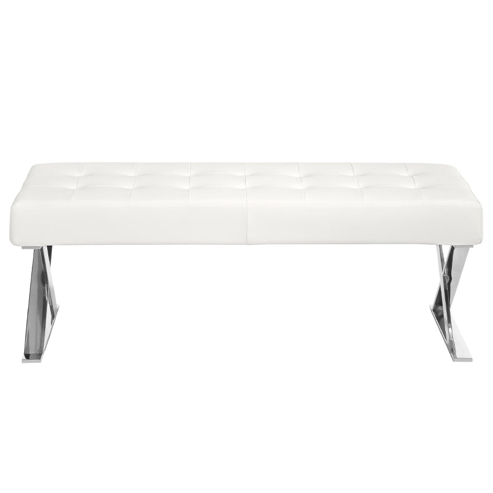 Banchetă tapițată albă cu picioare din oțel cromat – design modern și eleganță minimalistă 5001 Angel Cerdá