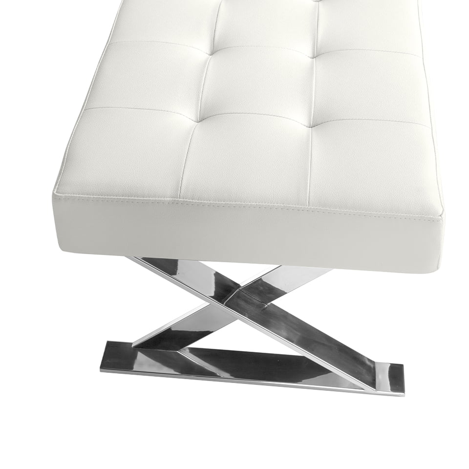 Banchetă tapițată albă cu picioare din oțel cromat – design modern și eleganță minimalistă 5001 Angel Cerdá