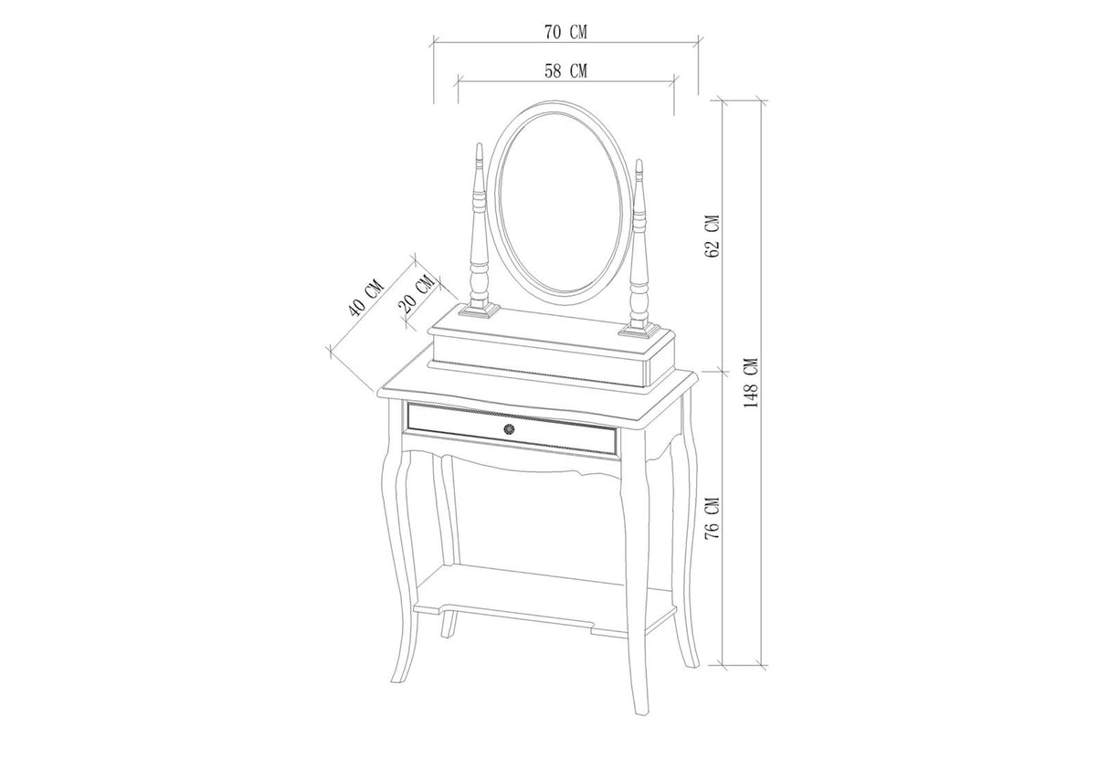 Masa de machiaj cu oglinda stil Provence alb antic Livin Hill