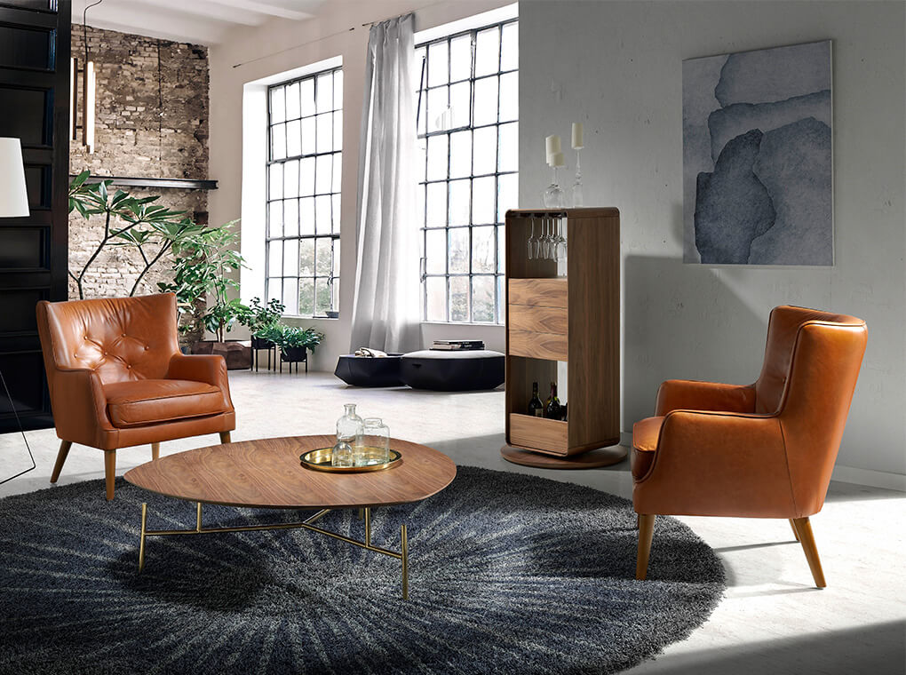 Fotoliu Chester din Piele Maro cu Structura din Lemn de Nuc Angel Cerda