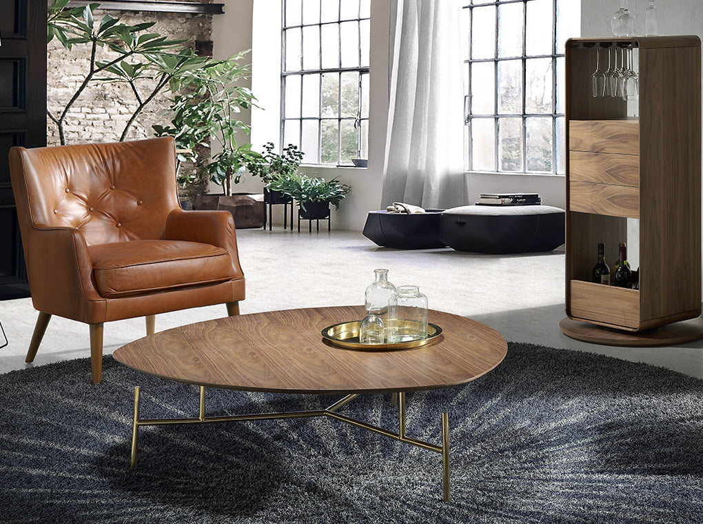 Fotoliu Chester din Piele Maro cu Structura din Lemn de Nuc Angel Cerda