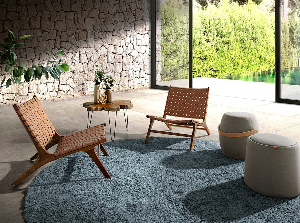 Puf Tapitat cu Stofa Gri cu Maner din Stejar Angel Cerda