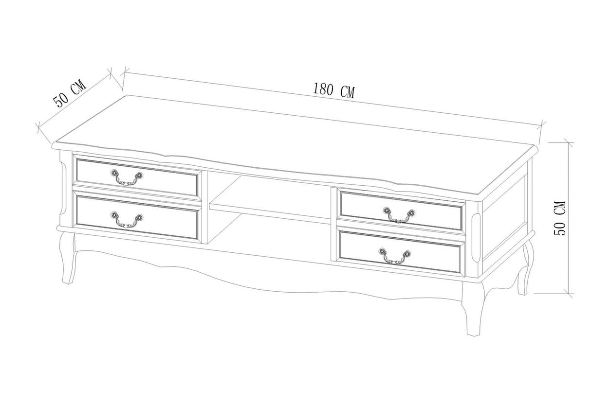 Comoda TV cu Picioare Sculptate in Stilul Provence Alb Antic Livin Hill