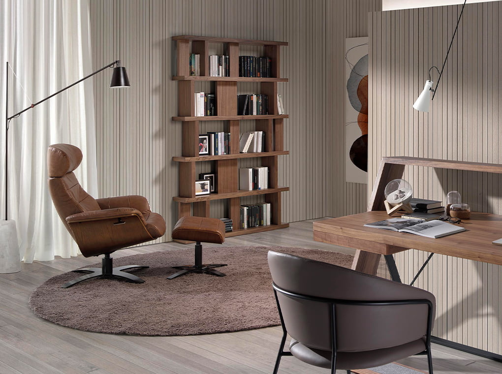 Fotoliu Pivotant Tapitat cu Piele de Vaca de Culoare Camila Angel Cerda