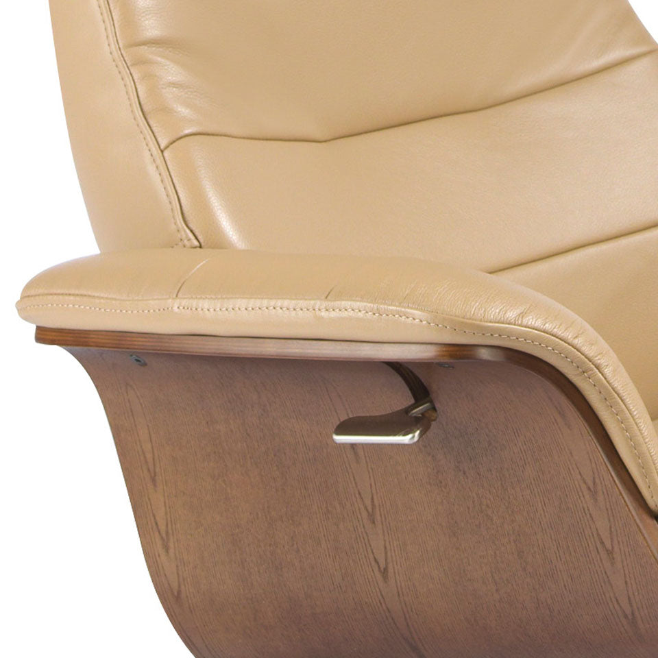 Fotoliu Pivotant Tapitat cu Piele Bovina Bej Angel Cerda