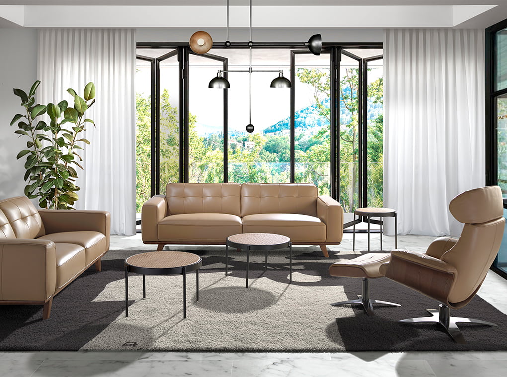 Taburet Tapitat cu Piele Bovina Bej Angel Cerda