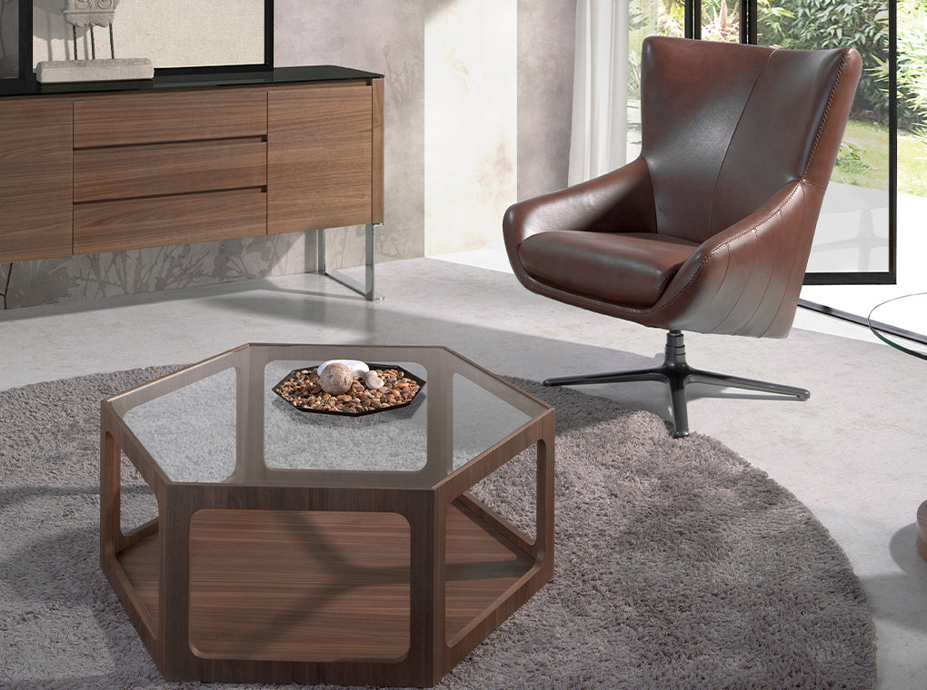 Fotoliu Pivotant din Piele cu Perna Detasabila Angel Cerda