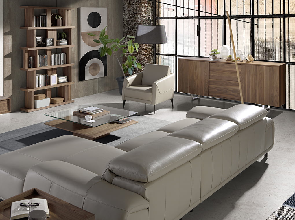 Fotoliu Tapitat cu Piele Gri Taupe Angel Cerda