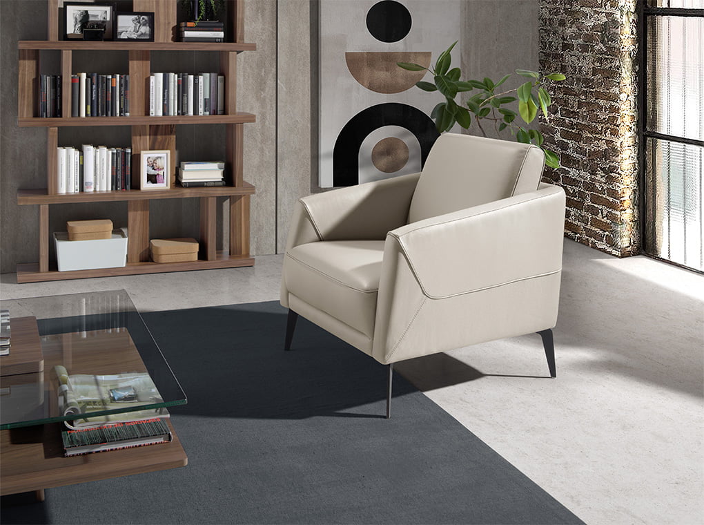 Fotoliu Tapitat cu Piele Gri Taupe Angel Cerda