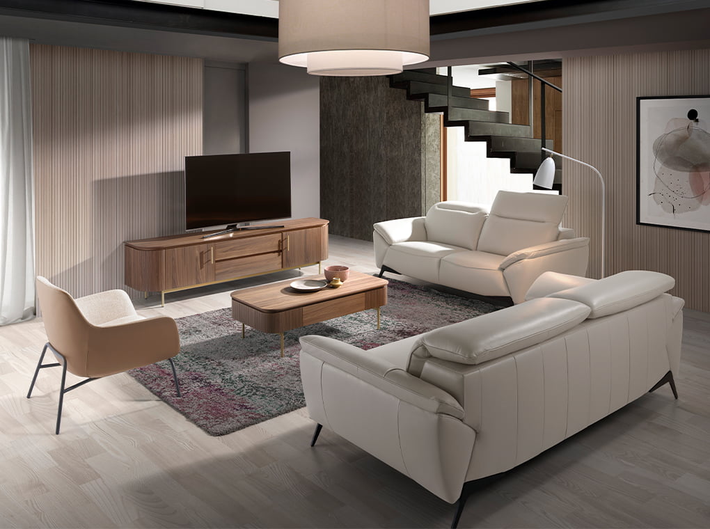 Fotoliu tapitat cu material textil si piele ecologica cu structura din otel negru Angel Cerda.