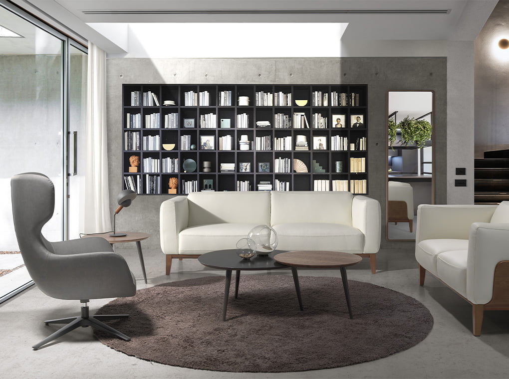 Fotoliu Pivotant Tapitat cu Piele Ecologica si Otel Negru Angel Cerda