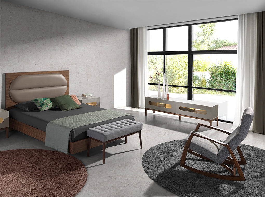 Fotoliu cu Balansoar din Stofa Gri Angel Cerda