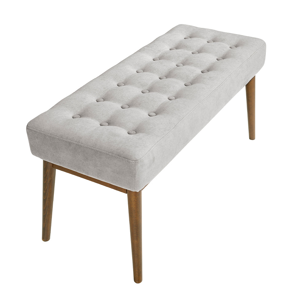 Banchetă tapițată gri închis cu picioare din lemn nuc – design modern și versatilitate 5107 Angel Cerda