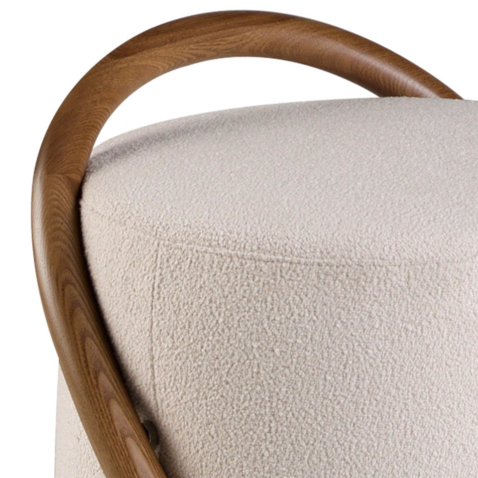 Taburete alb tapitat cu lemn de nuc Angel Cerda