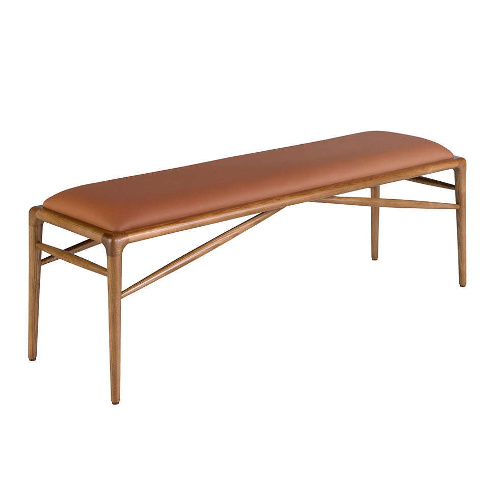 Banchetă tapițată maro cu picioare din lemn nuc – design modern și eleganță caldă 5112 Angel Cerdá