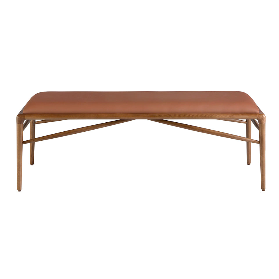 Banchetă tapițată maro cu picioare din lemn nuc – design modern și eleganță caldă 5112 Angel Cerdá
