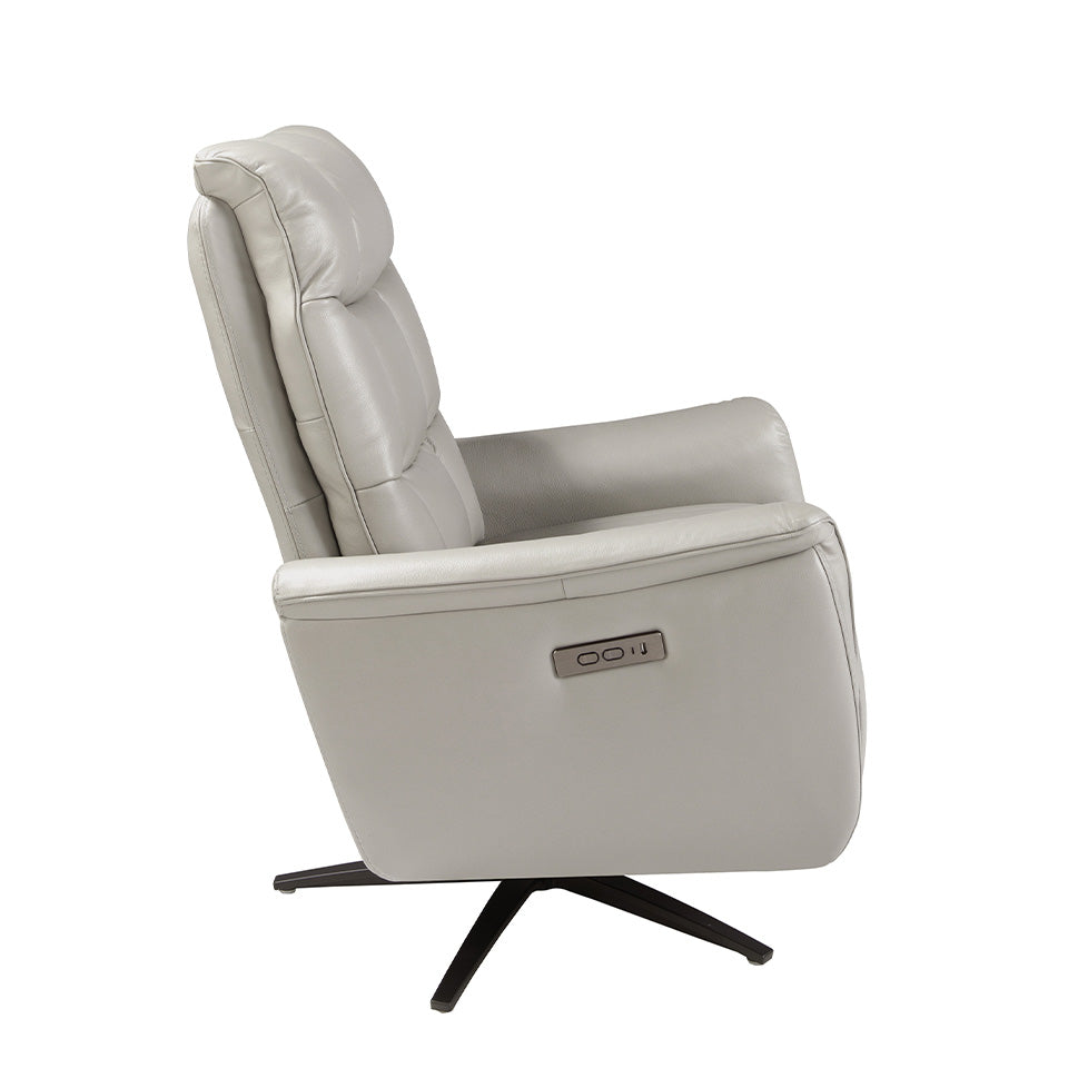 Fotoliu Pivotant din Piele Gri cu Mecanism Electric de Relaxare Angel Cerda