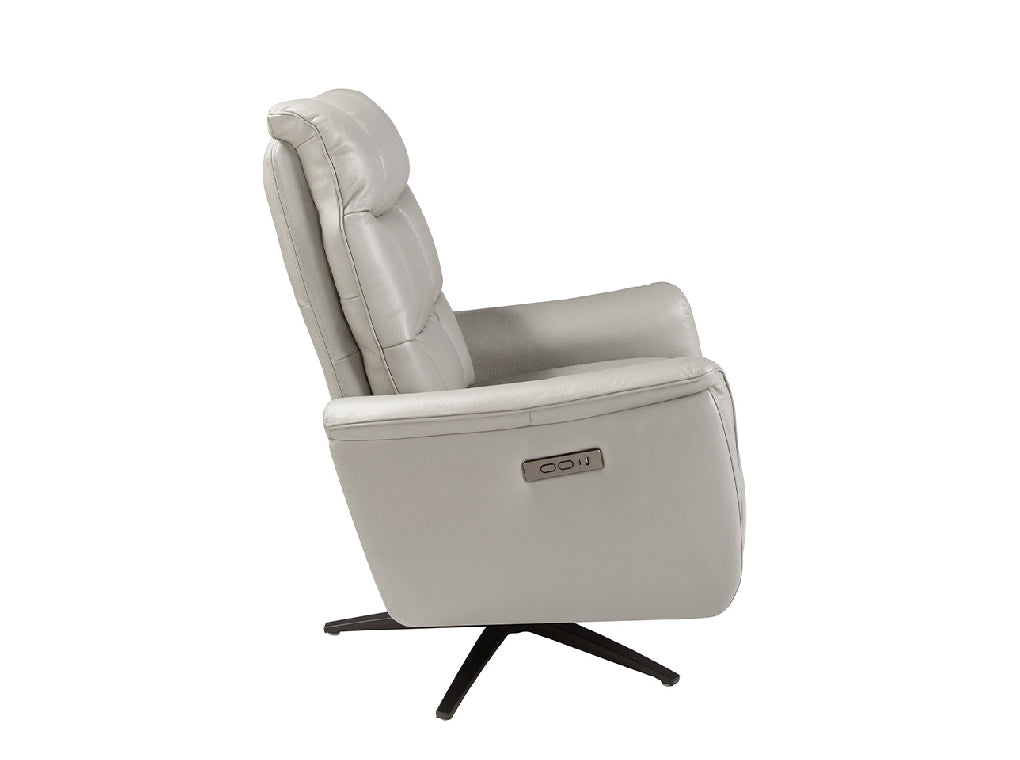 Fotoliu Pivotant din Piele Gri cu Mecanism Electric de Relaxare Angel Cerda