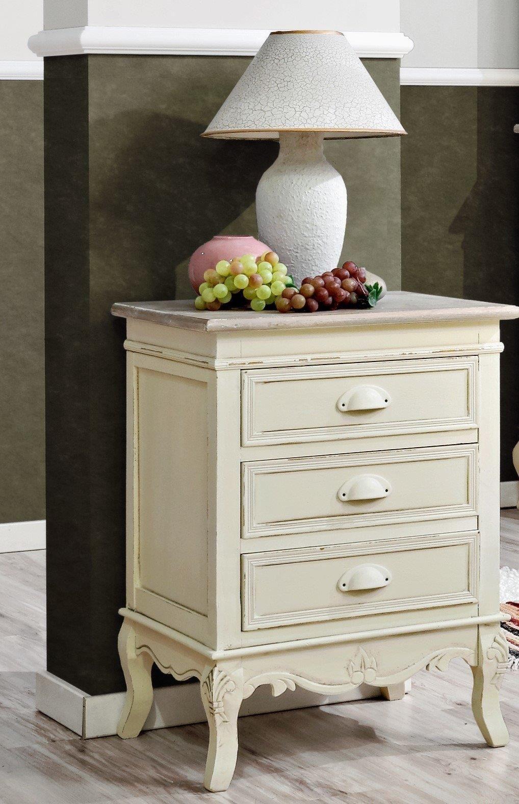 Noptiera Provensala Crem cu Manere Tip Scoica Livin Hill