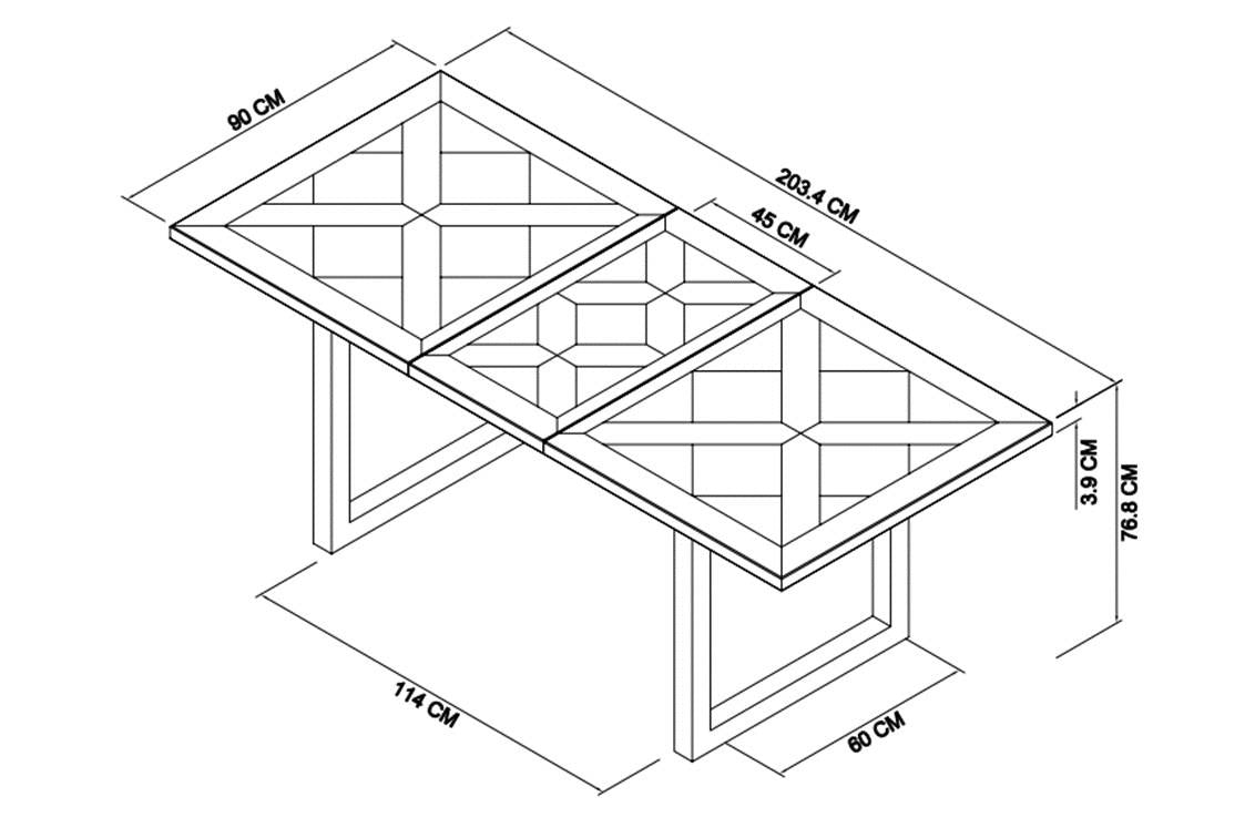 Masa extensibila din Stejar cu Suport Metalic in forma de U Livin Hill