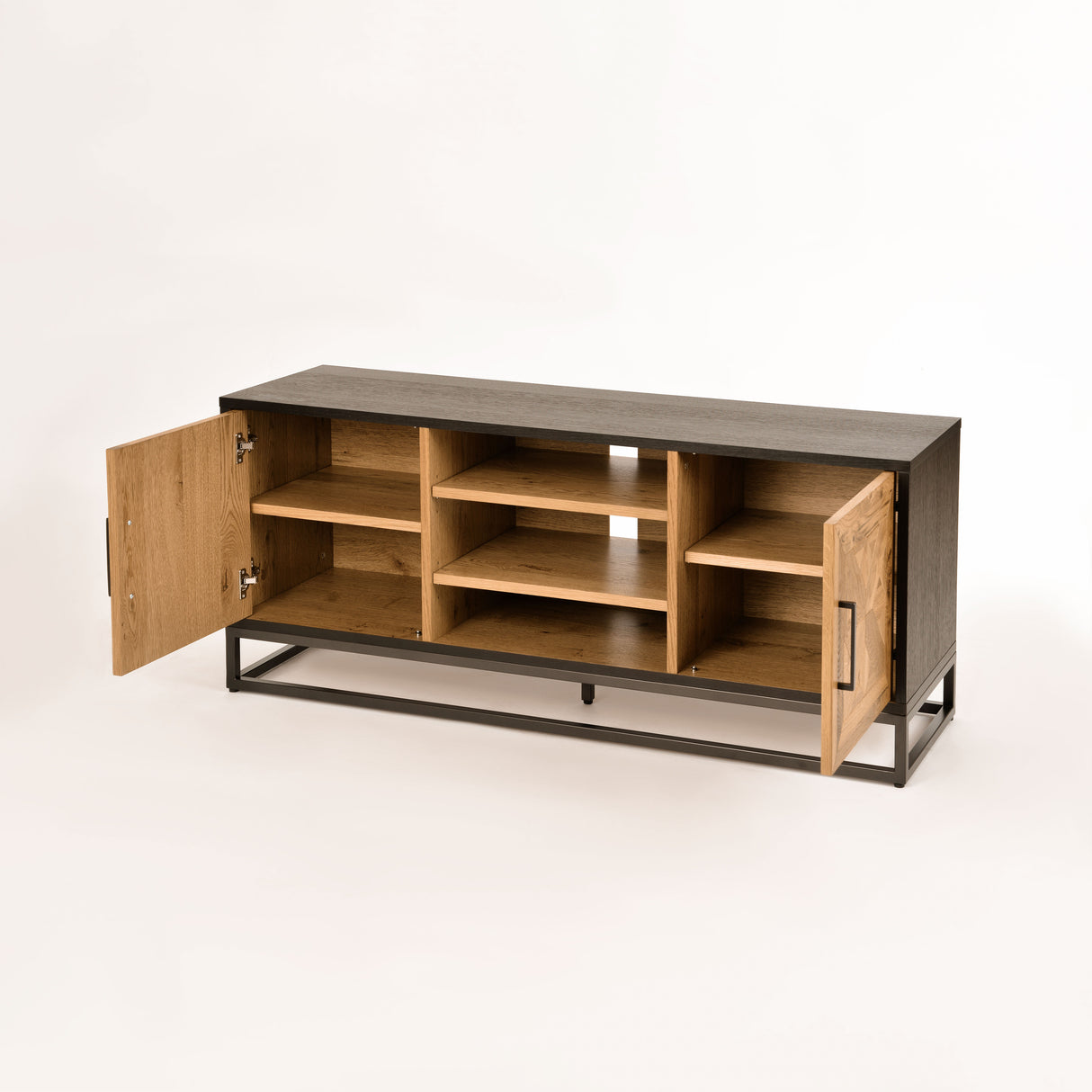 Comoda TV Loft cu Structura din Otel si Fronturi din Stejar Alb Livin Hill
