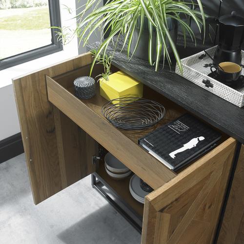 Comoda Loft cu Fronturi din Stejar Alb si Structura de Otel Livin Hill