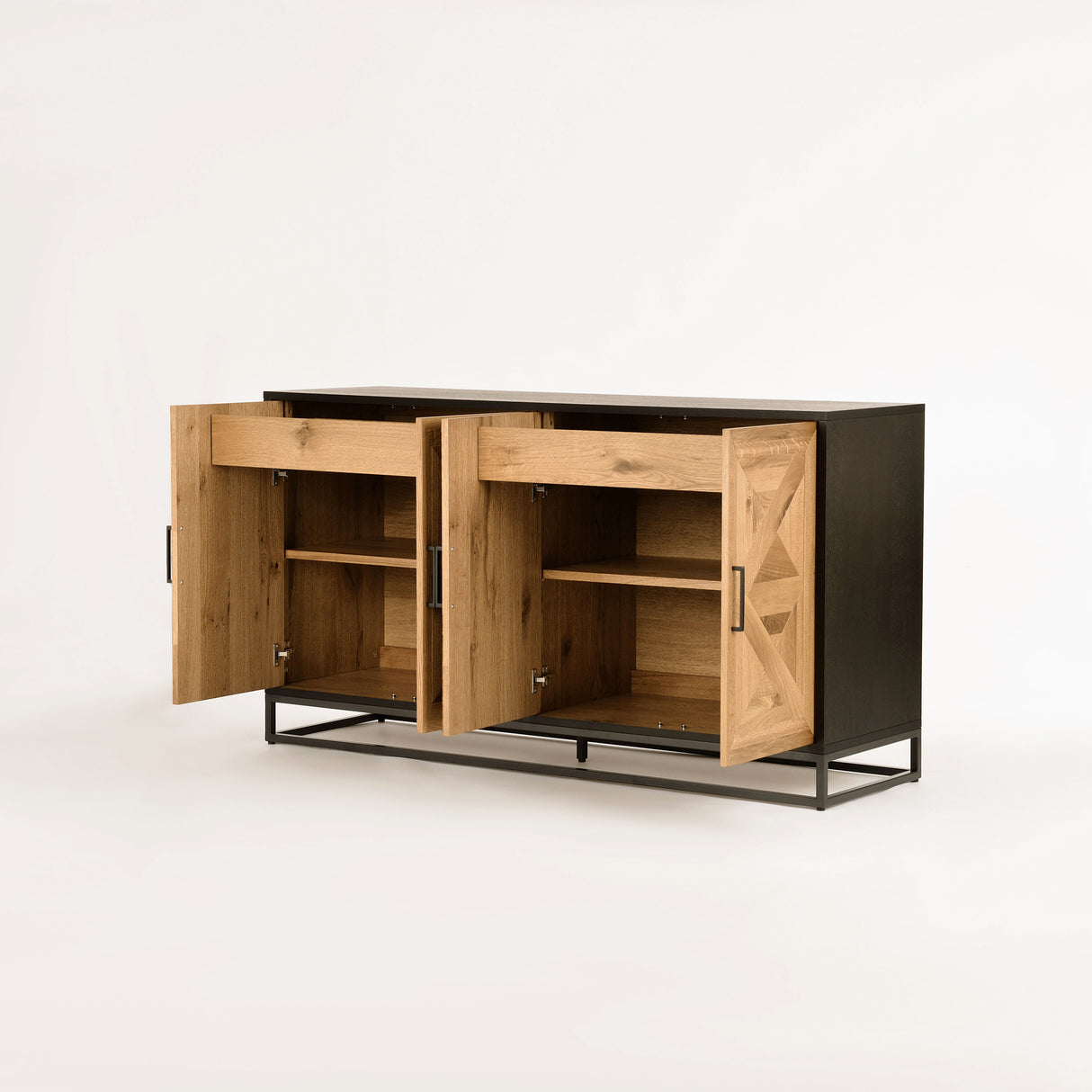 Comoda Loft cu Fronturi din Stejar Alb si Structura de Otel Livin Hill