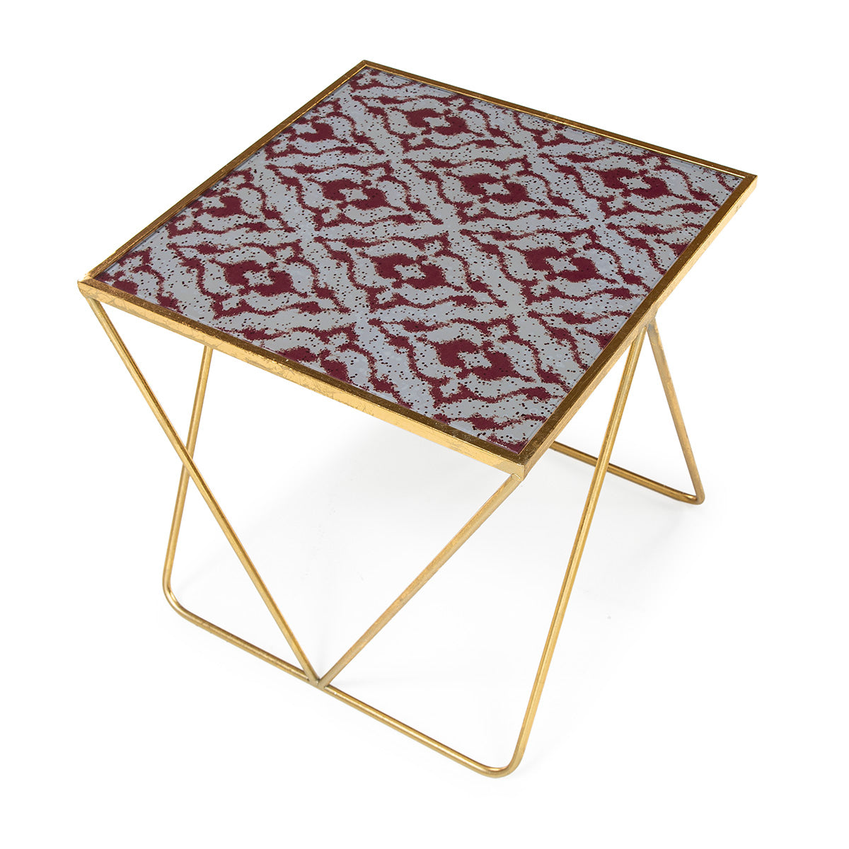 Set de 2 Mese Laterale din Sticla Metal Auriu Thai Natura