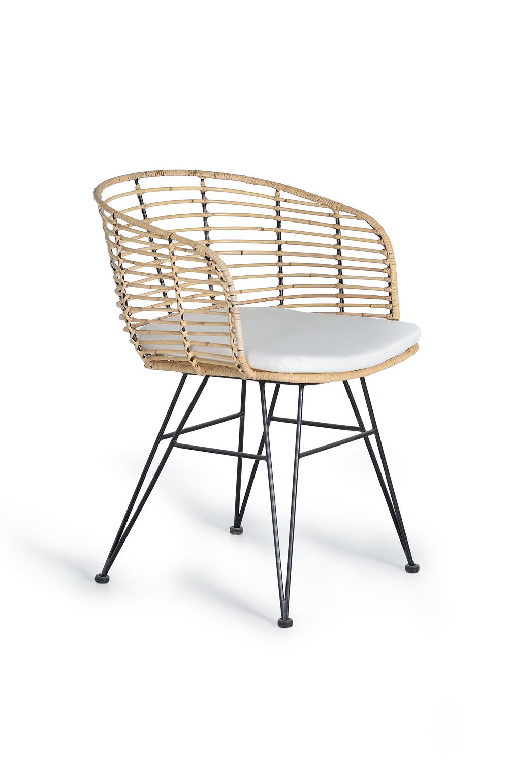 Set 2 Scaune din Ratan si Metal cu Perna Inclusa Giner y Colomer