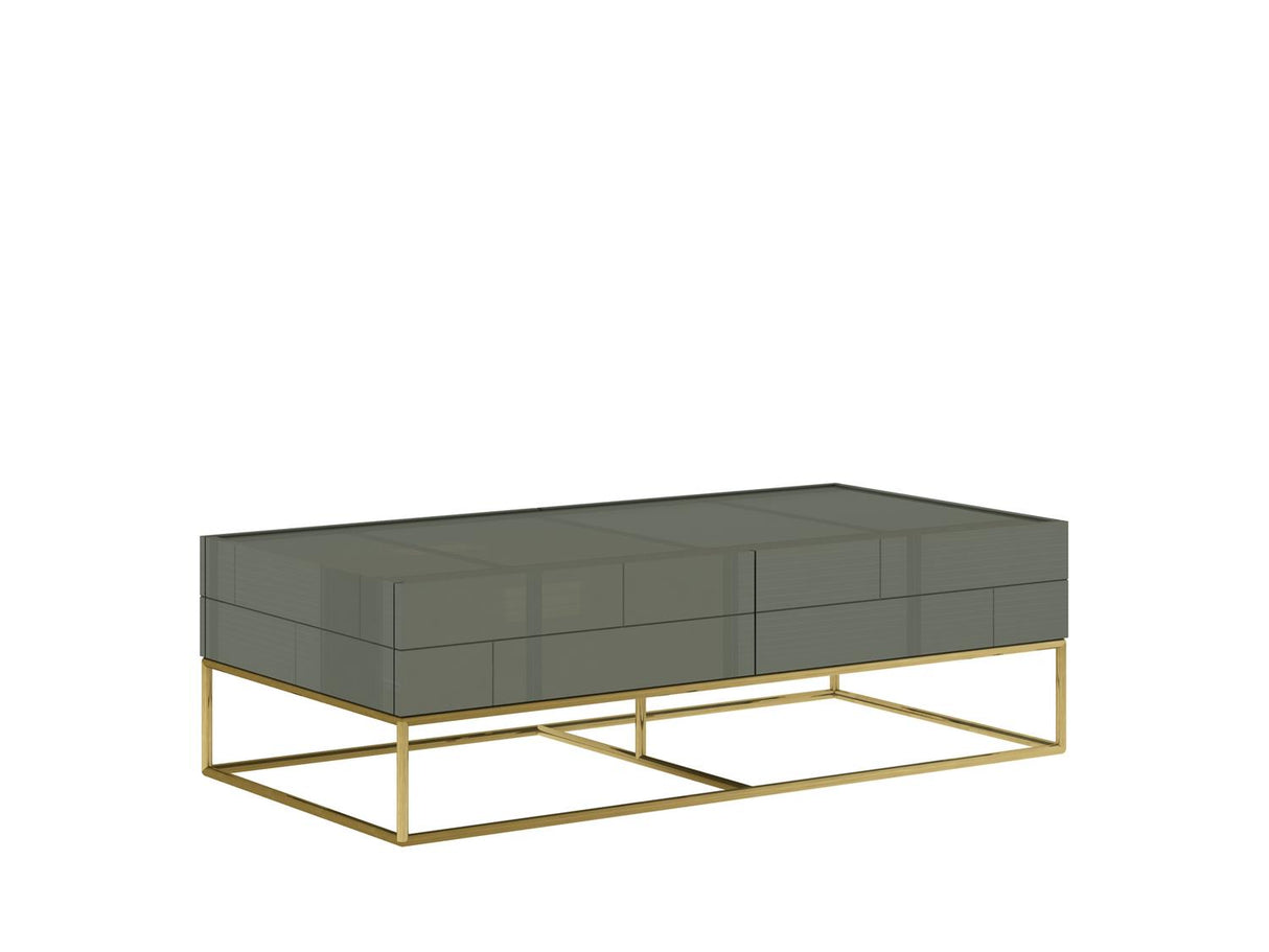 Masa de Cafea Verde cu Picioare Aurii din Otel Inoxidabil Livin Hill