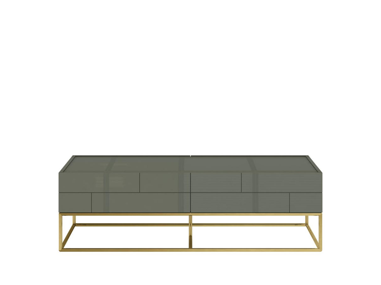 Masa de Cafea Verde cu Picioare Aurii din Otel Inoxidabil Livin Hill