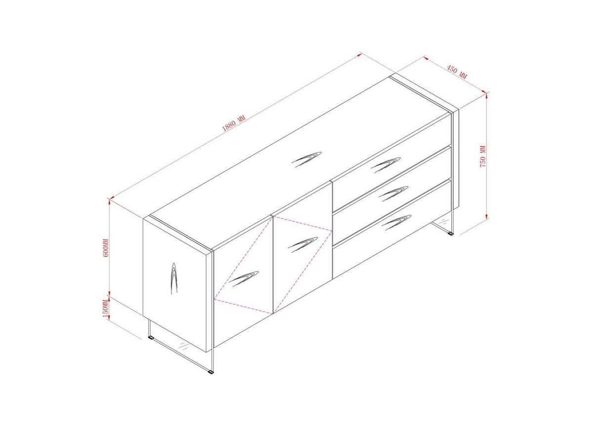 Comoda din Stejar cu Picioare din Sticla Securizata Livin Hill