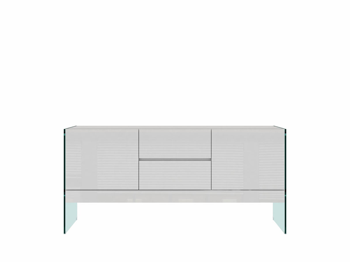 Comoda Alba Lucioasa cu Picioare din Sticla Securizata Livin Hill