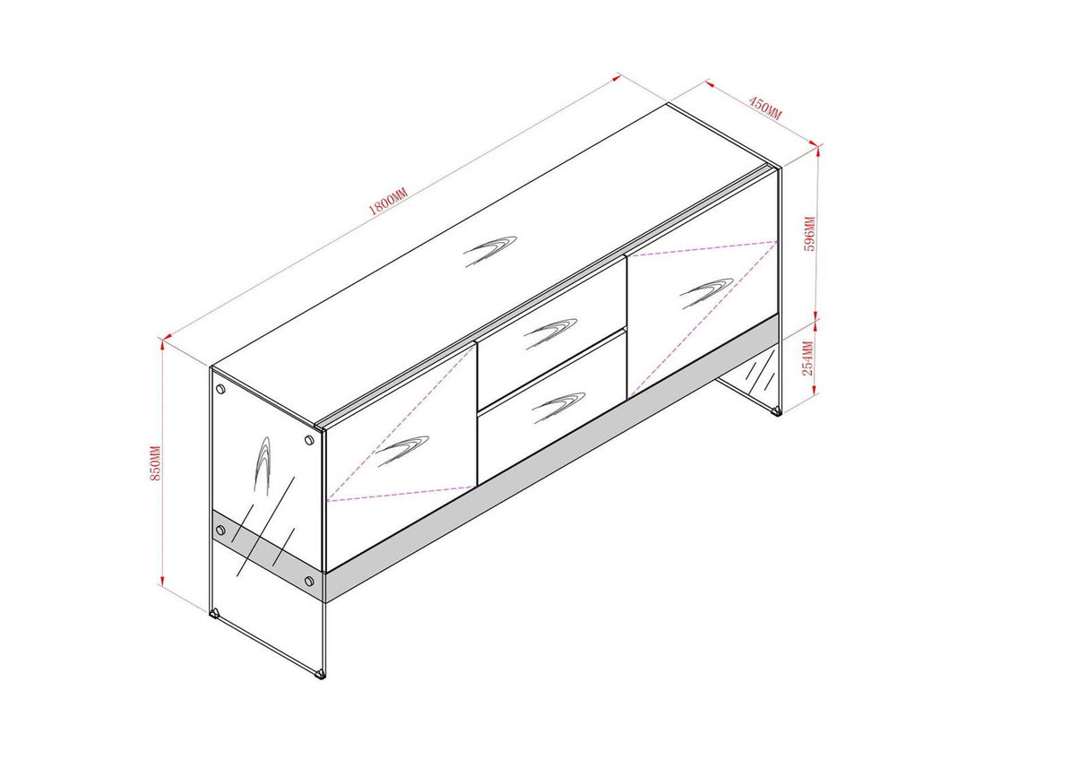 Comoda Alba Lucioasa cu Picioare din Sticla Securizata Livin Hill