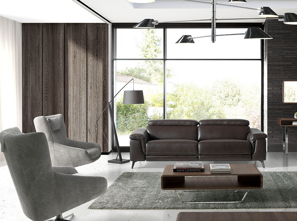 Canapea din Piele Maro de Doua Locuri cu Mecanisme de Relaxare Angel Cerda