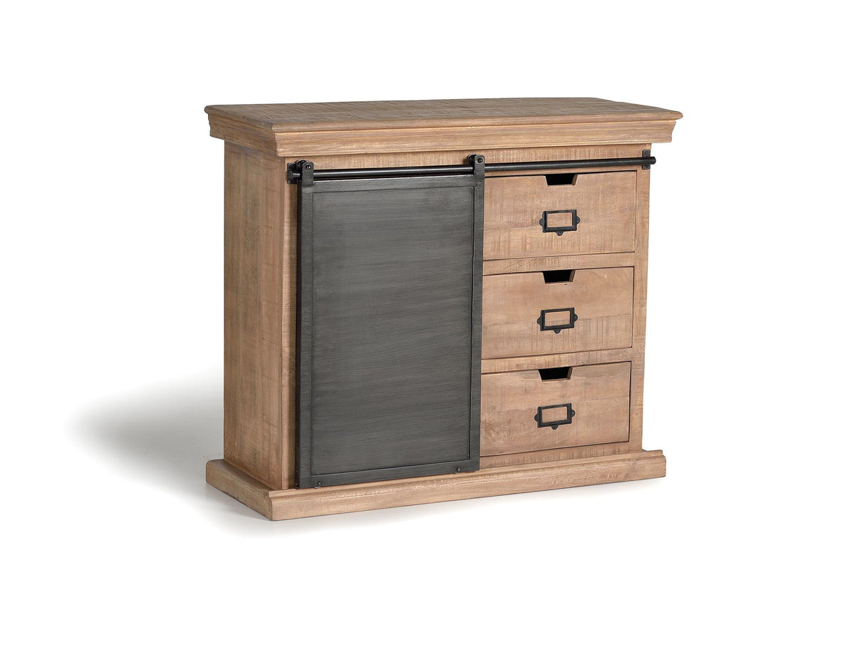 Comoda cu 3 Sertare si Usa Glisanta din Lemn de Mango si Metal Giner y Colomer