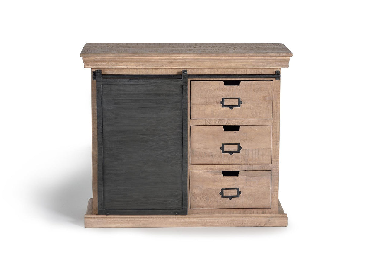 Comoda cu 3 Sertare si Usa Glisanta din Lemn de Mango si Metal Giner y Colomer