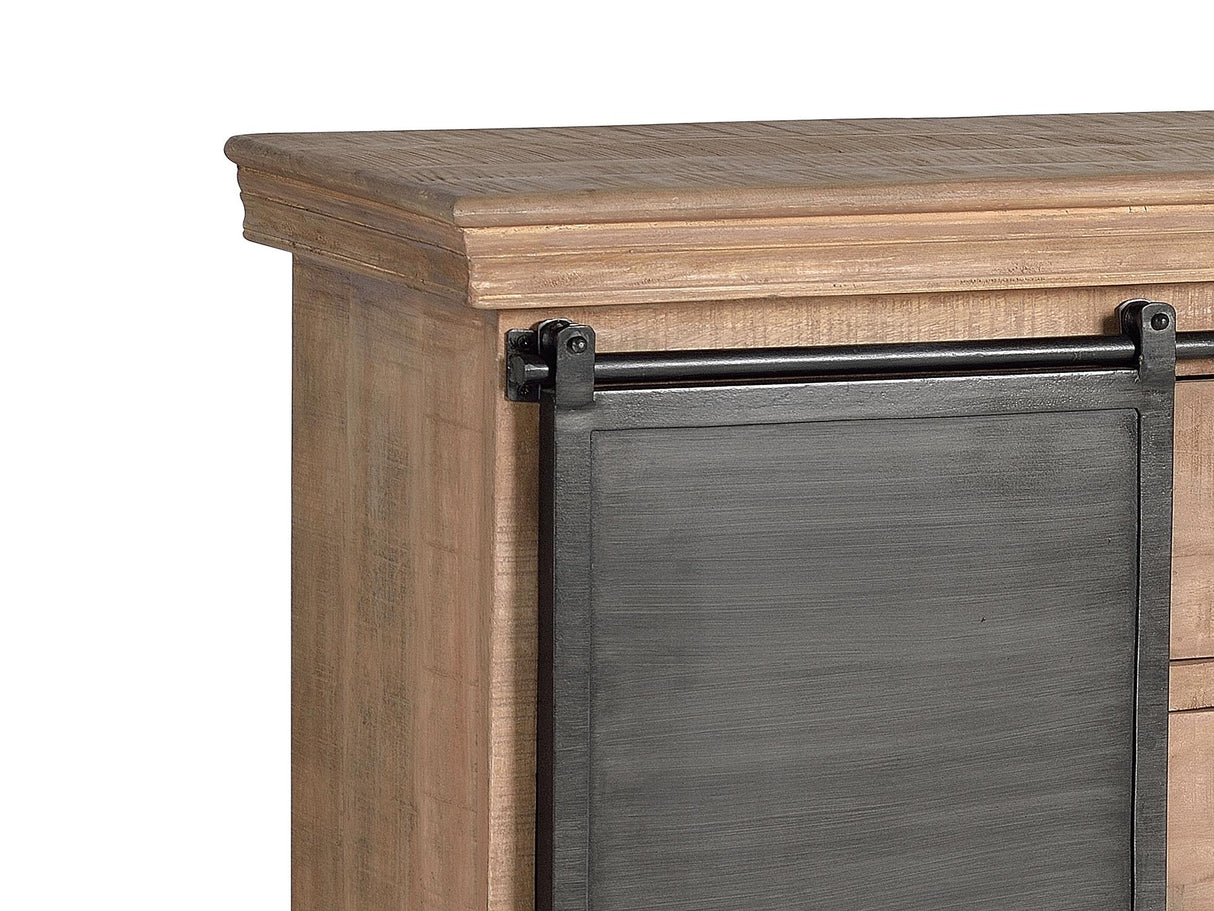 Comoda cu 3 Sertare si Usa Glisanta din Lemn de Mango si Metal Giner y Colomer