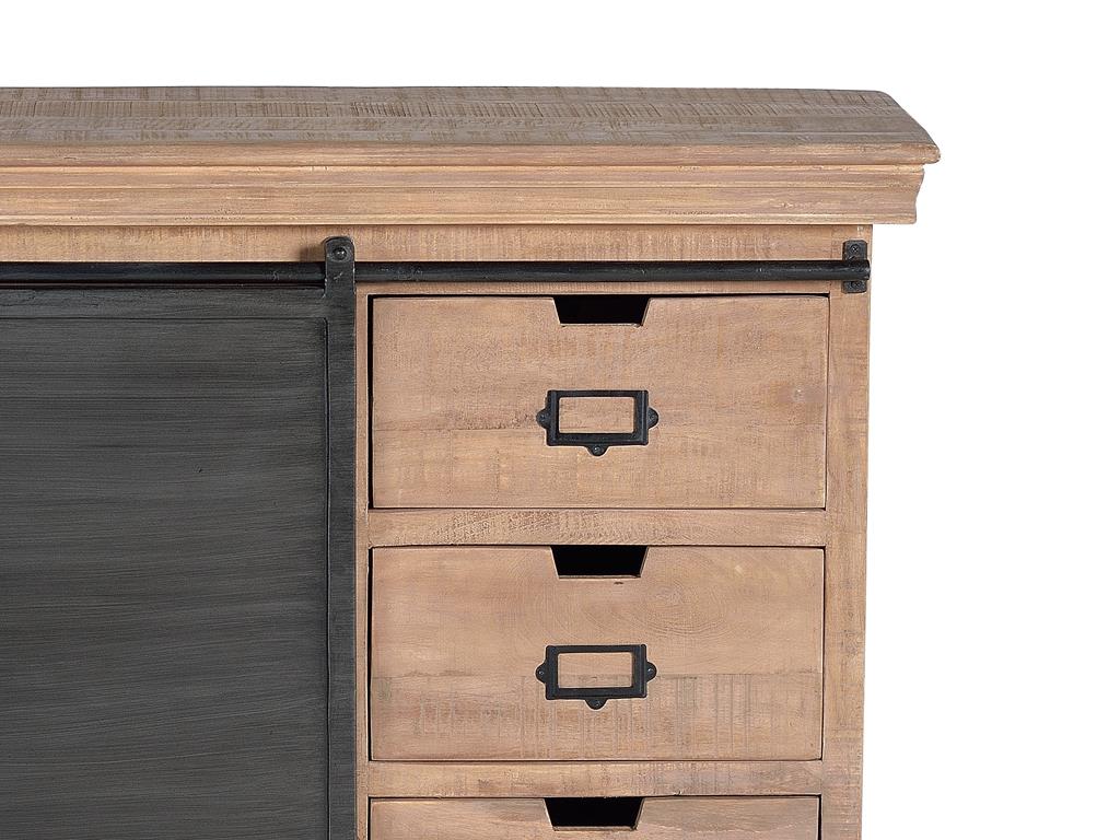 Comoda cu 3 Sertare si Usa Glisanta din Lemn de Mango si Metal Giner y Colomer