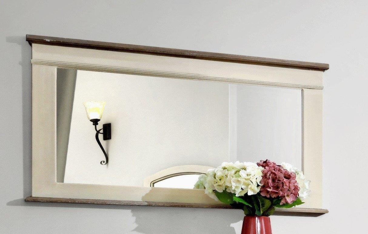 Oglinda Provensala Crem cu Rama Patinata Maro Deschis Livin Hill