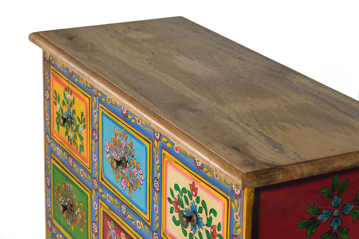 Comoda cu 9 Sertare din Lemn de Mango Pictate Manual Giner y Colomer