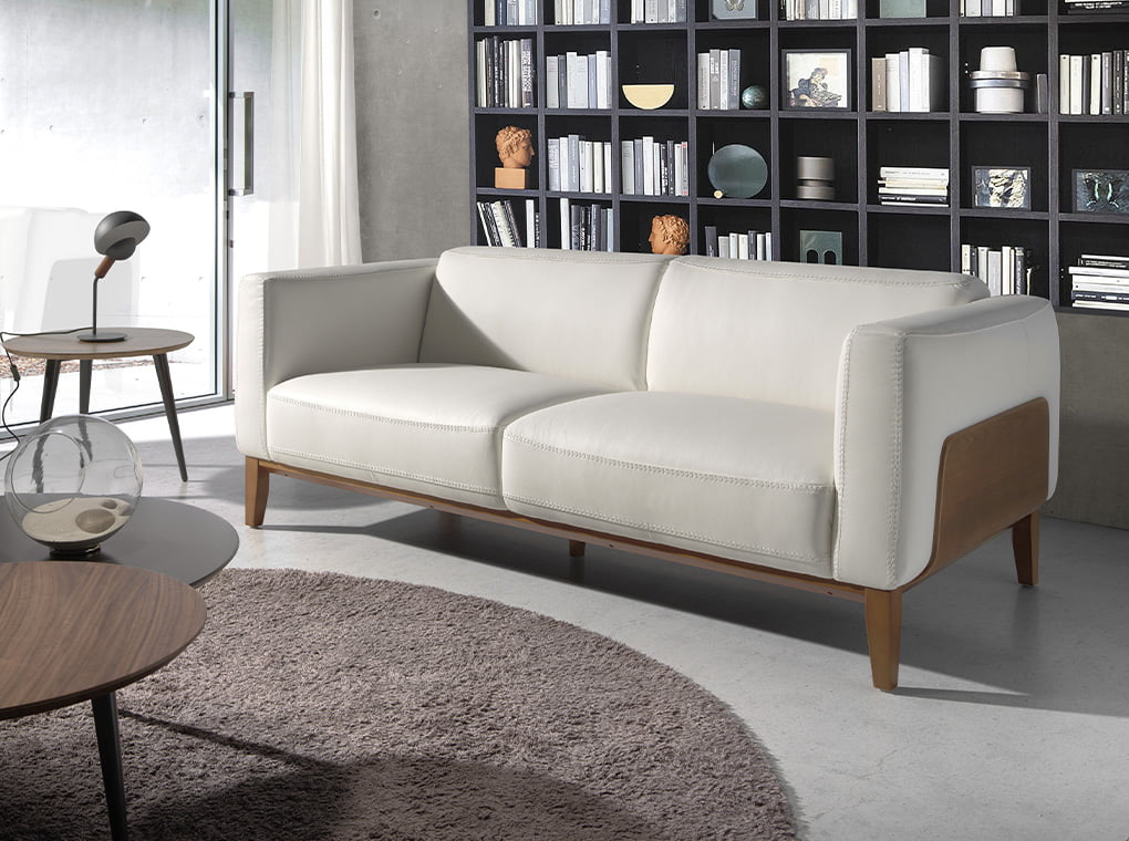 Canapea de Design Modern Tapitata cu Piele Alba Angel Cerda