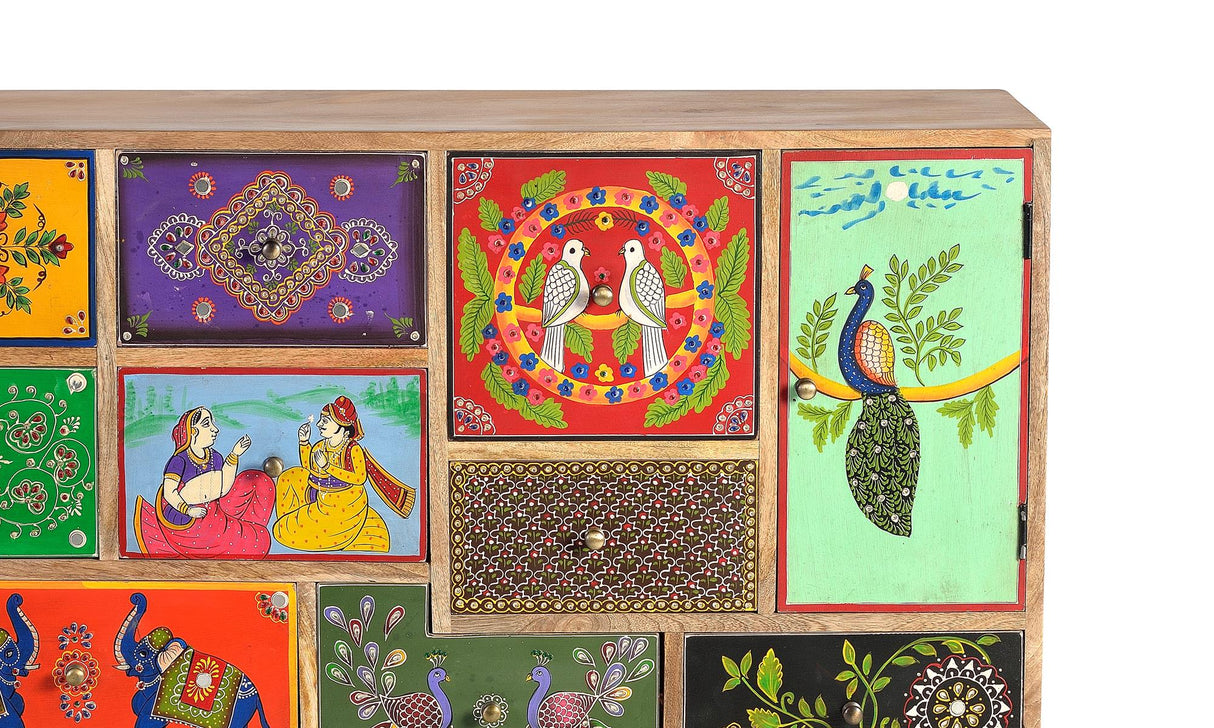 Comoda din Lemn de Mango cu Detalii Pictate Manual Giner y Colomer