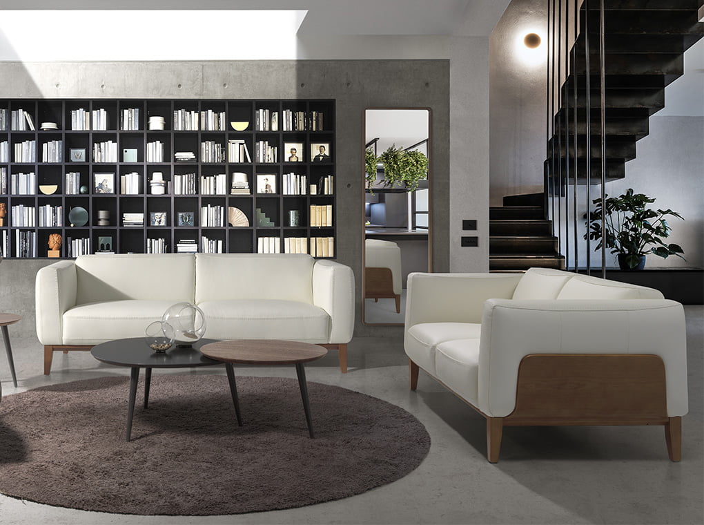 Canapea cu Doua Locuri Tapitata cu Piele Alba Angel Cerda