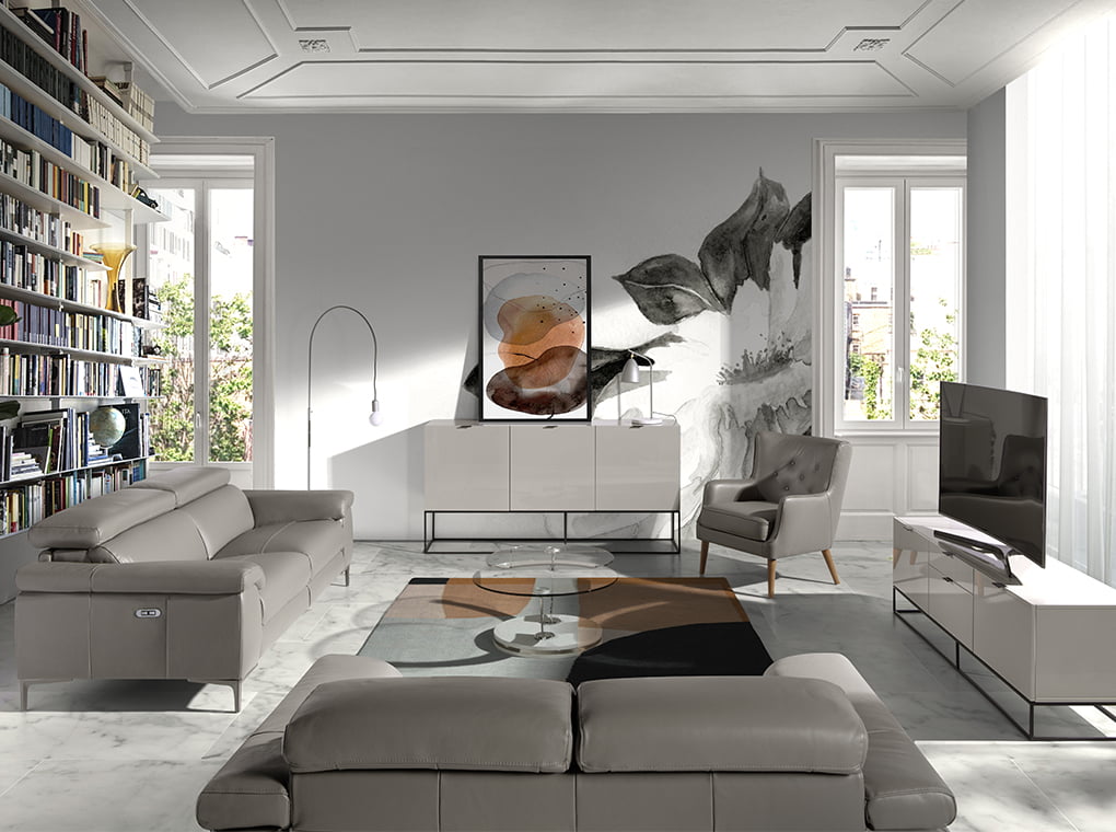 Canapea din Piele de Vaca cu Mecanisme de Relaxare Angel Cerda