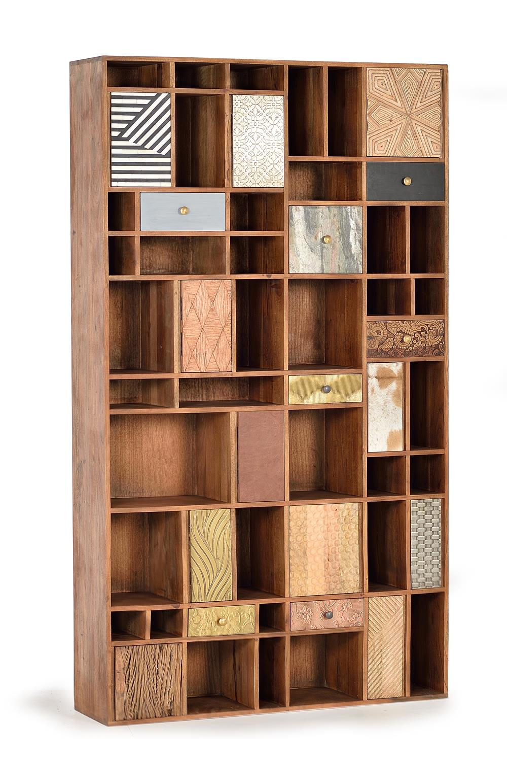 Biblioteca din Lemn de Mango cu Detalii din Bronz si Piele Giner y Colomer