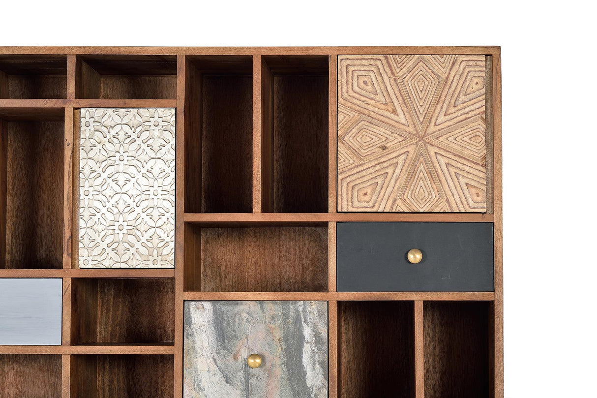 Biblioteca din Lemn de Mango cu Detalii din Bronz si Piele Giner y Colomer