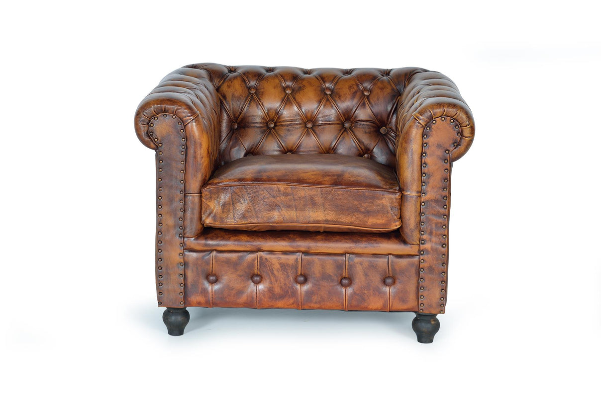 Fotoliu Chester Tapitat cu Piele de Inalta Calitate Giner y Colomer