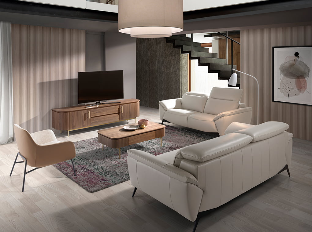 Canapea de Design Modern Tapitata in Piele Gri Taupe Angel Cerda