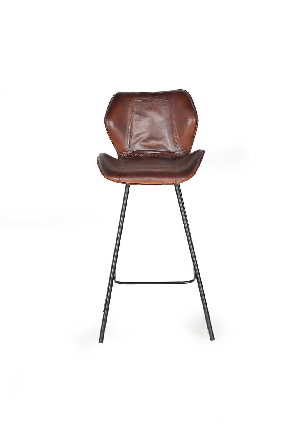 Scaun Bar din Piele si Metal cu Inaltimea Sezutului de 72 cm Giner y Colomer